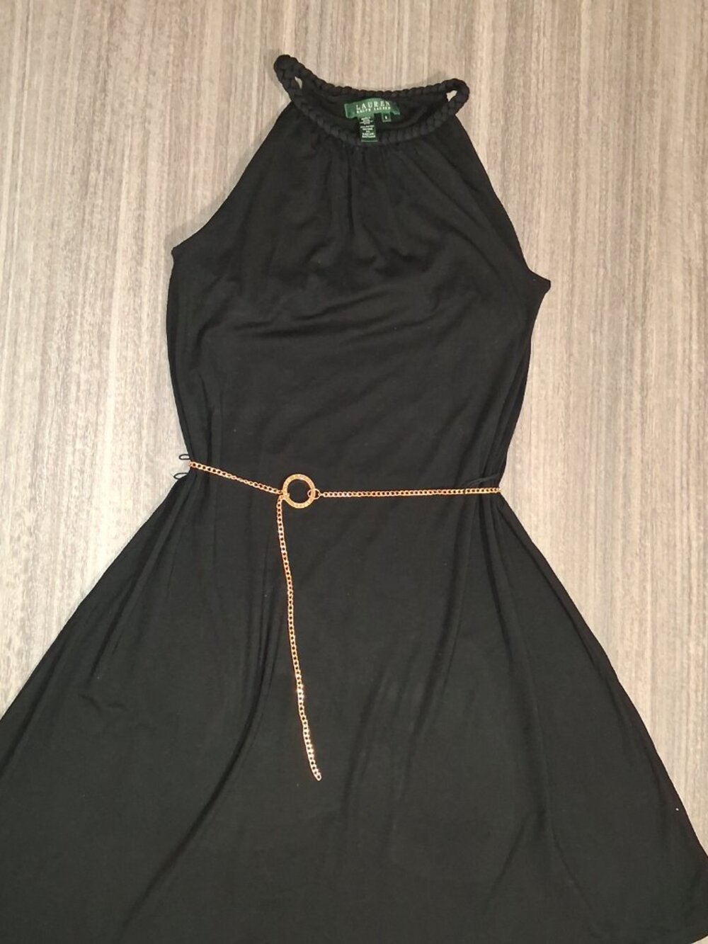 Lauren Ralph Lauren Black Braided Neckline Dress - Size Small